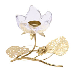 17.9Cm Glass Metal Tabletop Votive Holder