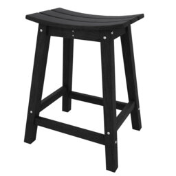 Weatherproof HDPE Outdoor Bar Stool â Heavy Duty Resin Patio Counter Height Chair with Footrest, All-Weather Tall Adirondack Design â Black, 2-Pac