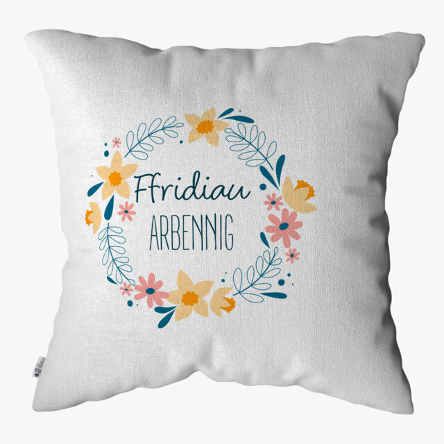 Floral White Square Cushion Cover
