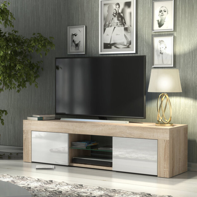 130cm Tv Unit - Sideboard Cabinet With High Gloss Doors For Living Room