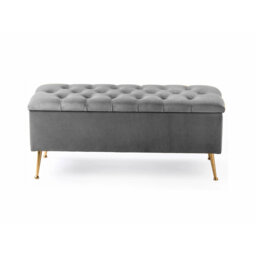 Amara Wide Velvet Tufted Rectangle Storage Ottoman Footstool Upholstered Bench with Legs for Living Room & Bedroom
