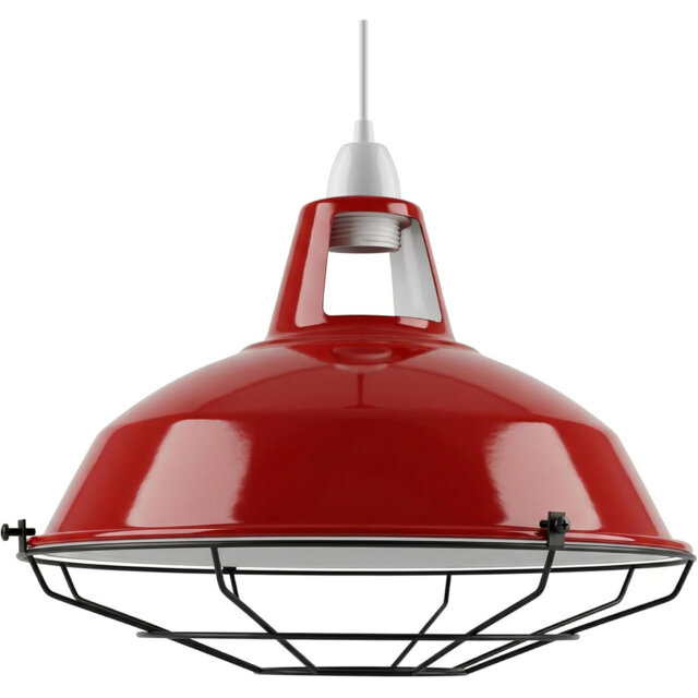 Vintage Metal Lamp Shade, 31.5cm Pendant Light Shade with Protective Cage, Ceiling Hanging Lampshade Replacement Lighting for Kitchen Island, Loft & B