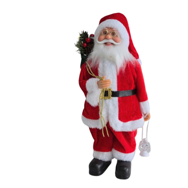 Santa Claus Figurine - 30cm Standing Christmas Decorations - Festive Holiday Ornament, Suitable for Living Room and Varied Interiors