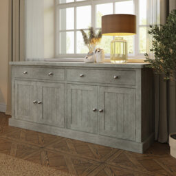 Alivia Large Straight Sideboard 4 Door - Distressed Reclaimed Limewashed Pine