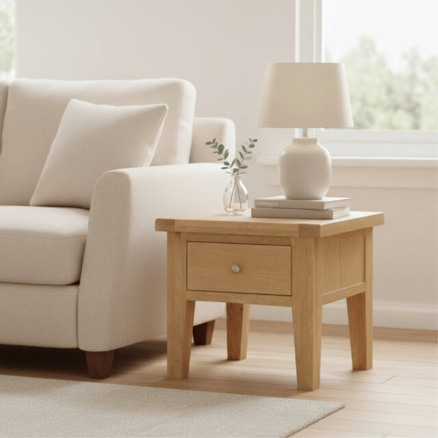 Cooksey Fully Assembled 1 Drawer Side Lamp Table