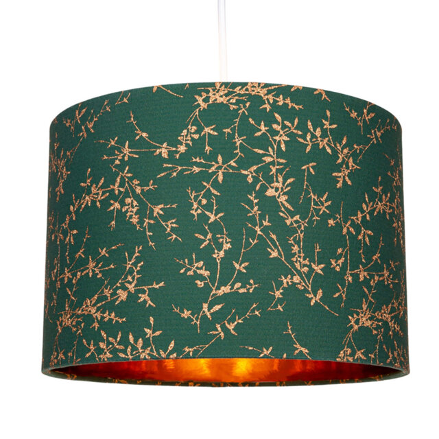 Modern Cotton Fabric Lamp Shade With Gold Foil Floral Decoration By Rosdorf Park