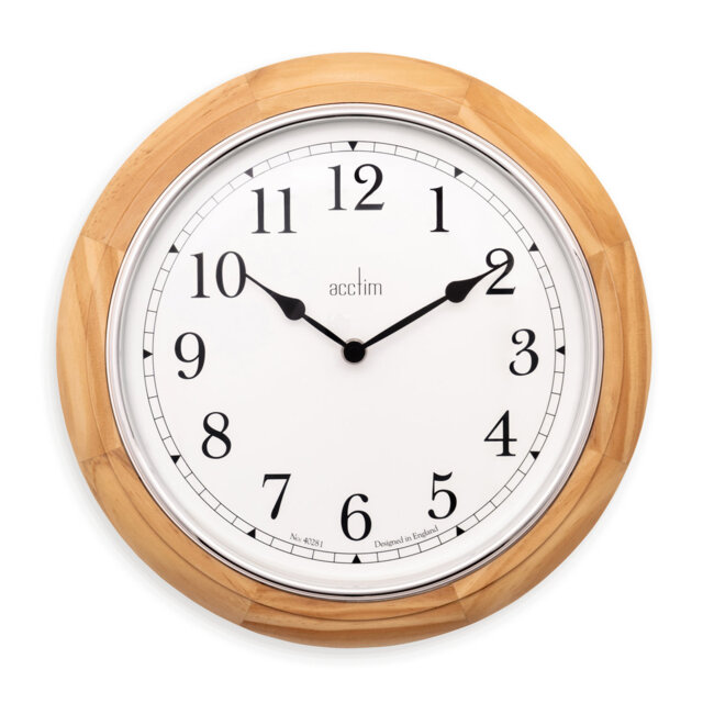 Acctim Winchester Wall Clock Quartz Crafted Wood Domed Glass Lens 31.5cm