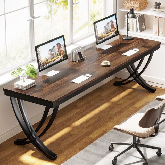 "Dolliver 78.74"" Extra Long Double Computer Desk With Unique Metal Legs ï¼Only Desk)"