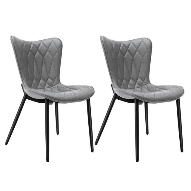 Cat Scratching Leather Dining Chair, Diamond Quilting, (set Of 2)
