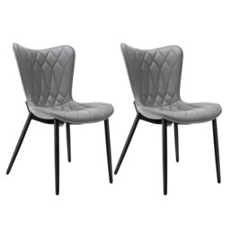 Cat Scratching Leather Dining Chair, Diamond Quilting, (set Of 2)