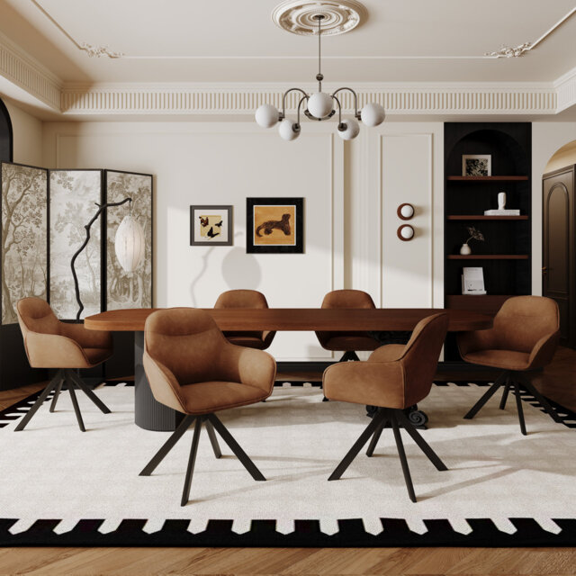 48.5cm H Swivel Upholstered Dining Chairs- Ergonomic Back