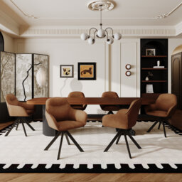 48.5cm H Swivel Upholstered Dining Chairs- Ergonomic Back