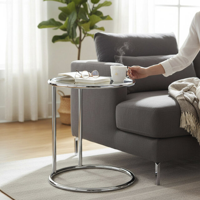 Augu Glass Top C Table End Table