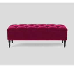 Alyana 137cm Wide Tufted Rectangle Ottoman Storage Bench - Upholstery Velvet Shoes Bench with Turned Wooden Legs