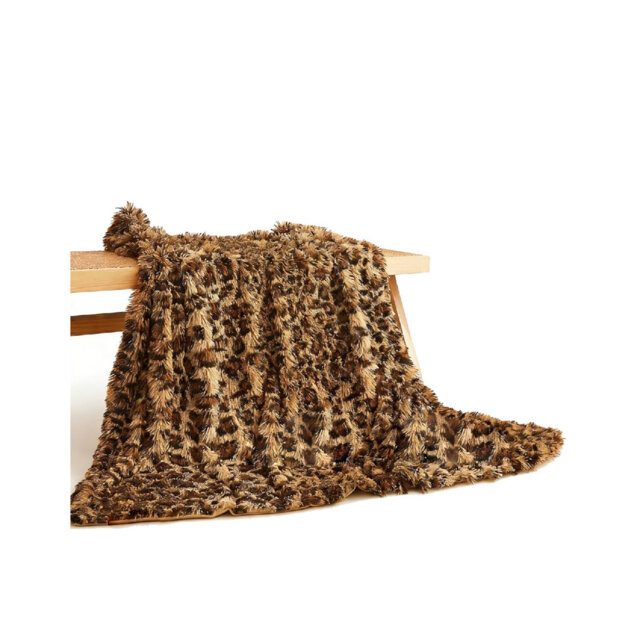 Luxury Faux Fur Leopard Print Blanket, Soft Cheetah Print Fluffy Bed Blanket, Twin Double,152x228cm