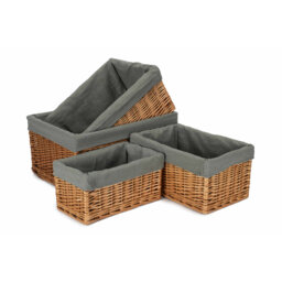 4 Piece Wicker Willow Storage Basket Set with Lining