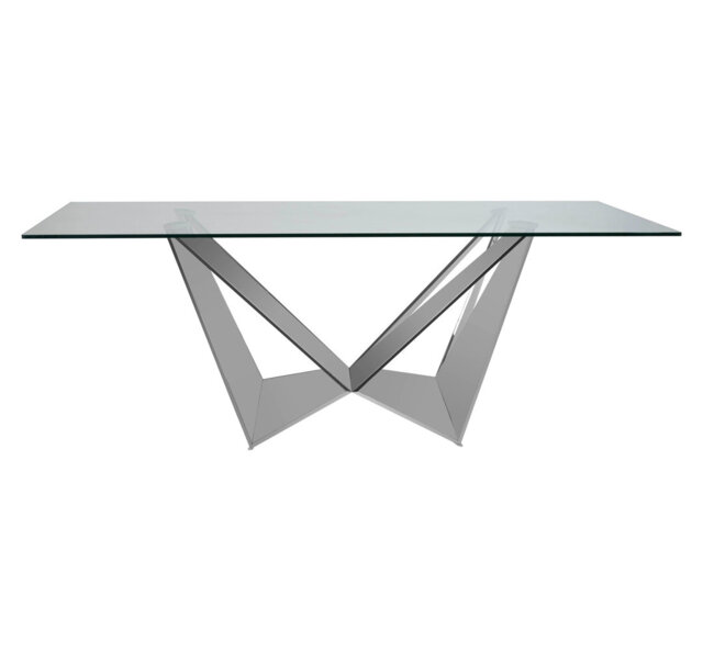 Glass Top Metal Base Dining Table