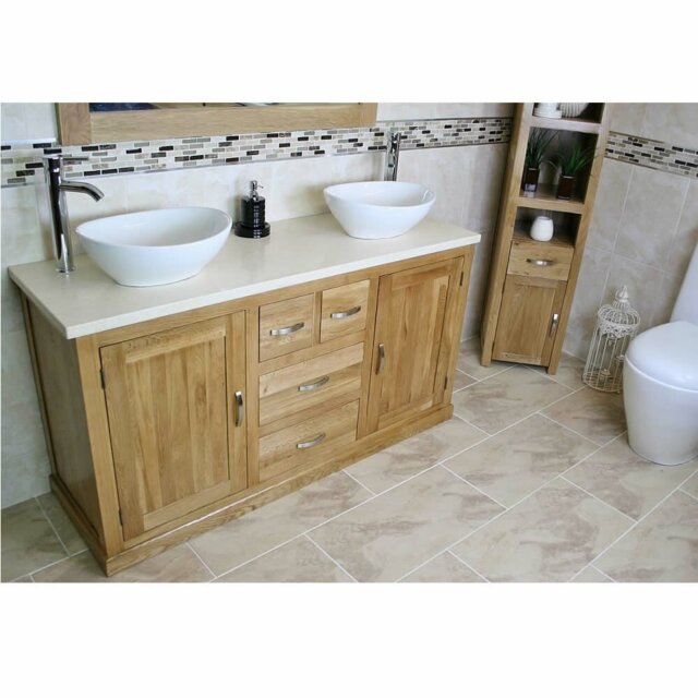 Degraw 1430mm Double Bathroom Vanity with Vessel Ceramic Basin