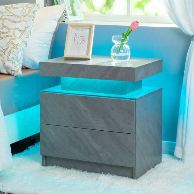LED Nightstand with 2 Drawers