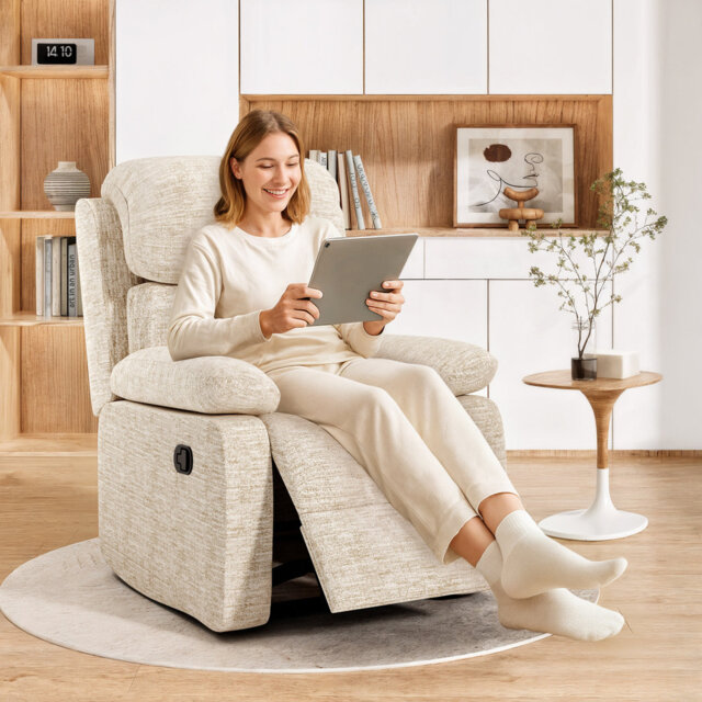 3-Position Padded Seat Upholstered Recliner with Adjustable Legrest and Backrest