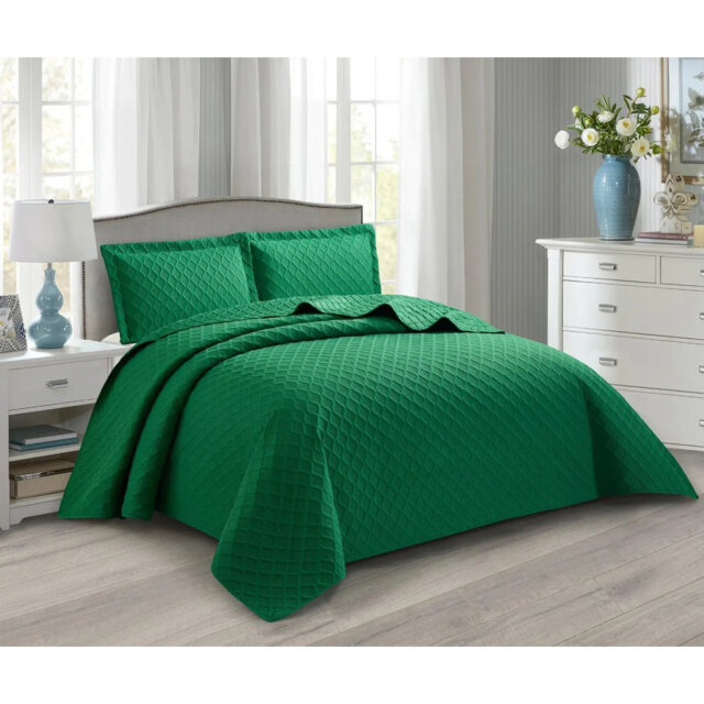 Polyester Solid Colour Bedspread with Pillow Shams Included