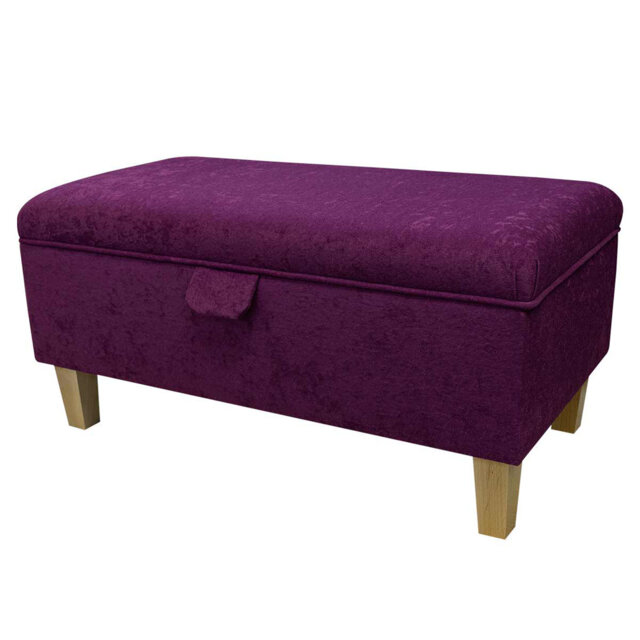 Plush Plum 70cm Storage Ottoman - British Handmade