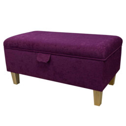 Plush Plum 70cm Storage Ottoman - British Handmade