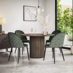 Arlo Black Table Top W Black Legs + Raye Velvet Dining Chair Black Set Of 6