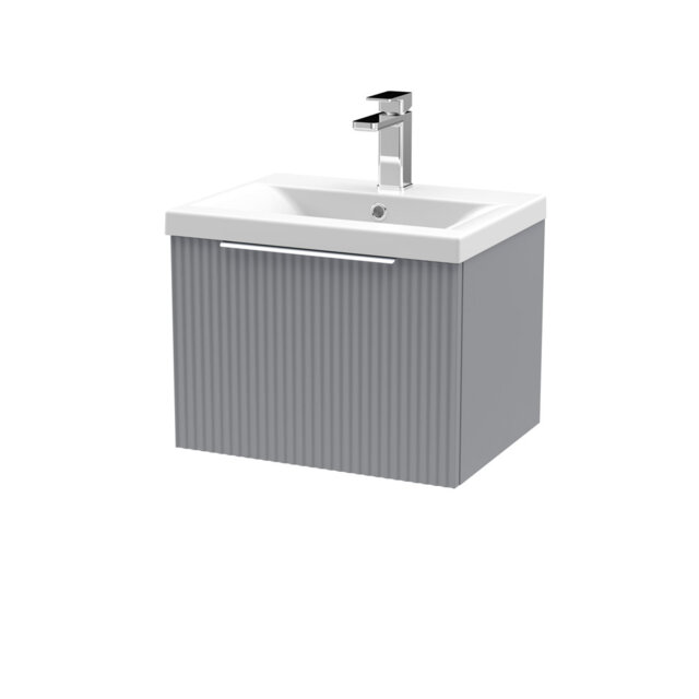Fluted 510mm Single Bathroom Vanity with Drop In Vitreous China Basin