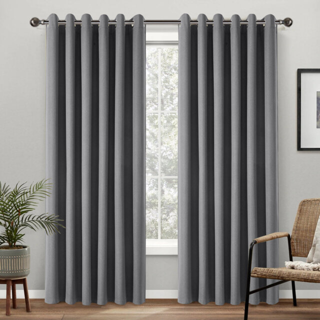 Linen Blackout Eyelet Curtains Set - Thermal Insulated, Noise Reducing, Ready Made Curtains