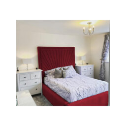 Odie Plush Velvet Upholstered Bed Frame - Sprung Slats, Padded Headboard