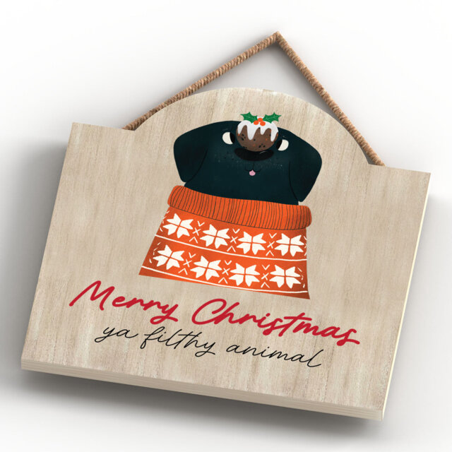 Filthy Animal Santa Paws Wooden Plaque Vivid Squid Wholesale Wall Decor