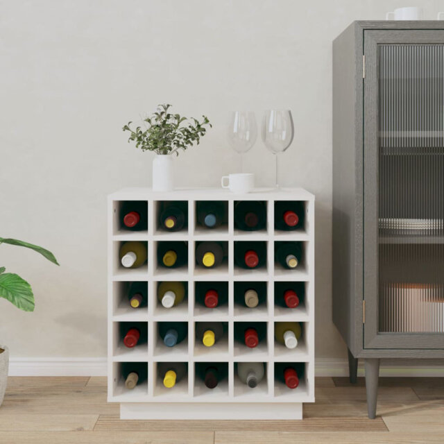Tyrel 25 Bottle Solid Wood Floor Wine Bottle & Glass Rack