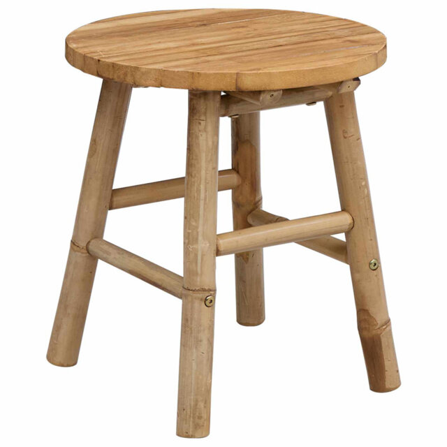 Garden Stool Light Brown Bamboo Modern Seating Natural Round Sturdy