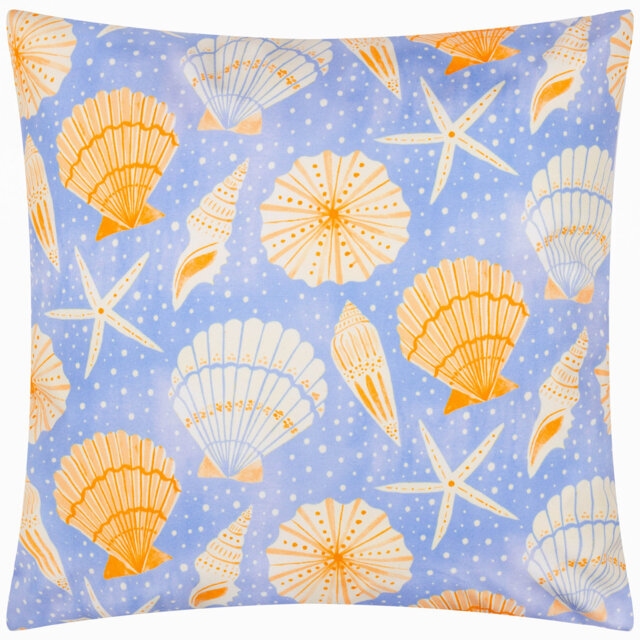 Sea Shells Indoor / Outdoor Blue Square Cushion