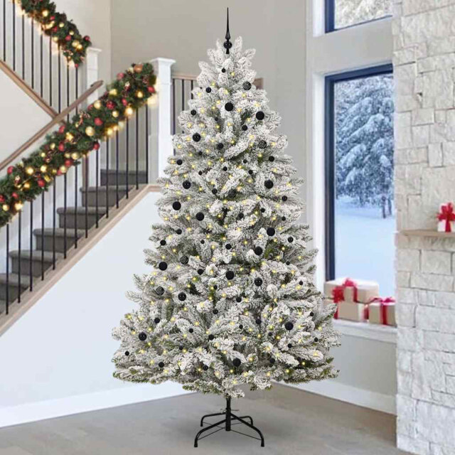 Artificial Christmas Tree Green And White 300 Cm PVC And Metal