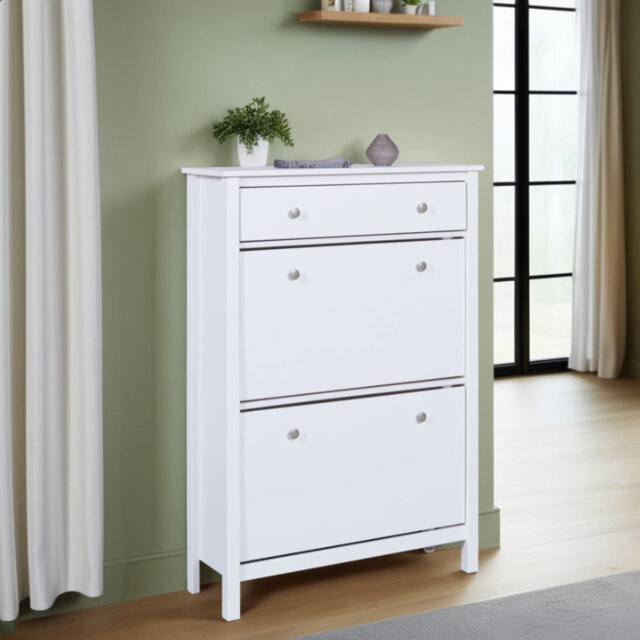 Cintron 8 Pair Solid Wood Shoe Storage Cabinet