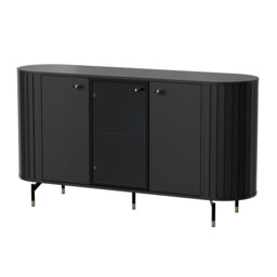 Zante Three Door Sideboard With Grooves And Glass Front 150 cm