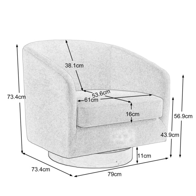 72Cm Wide Swivel Barrel Chair