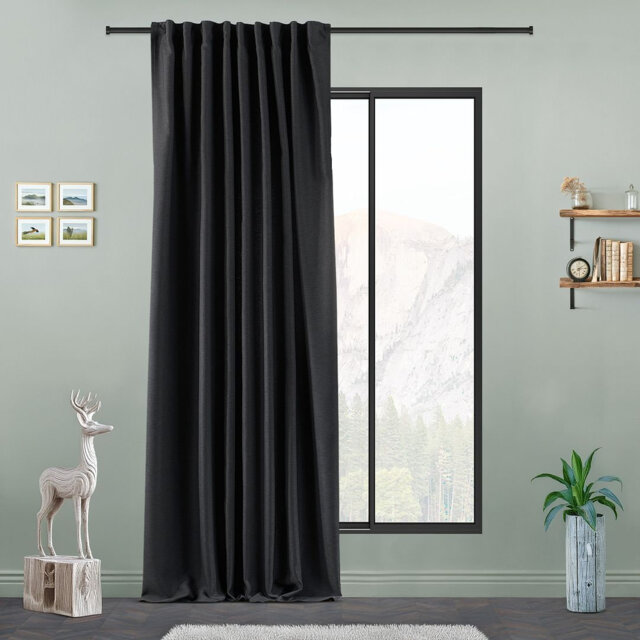 Extra Long & Extra Wide Faux Linen Decorative Curtain Single Panel