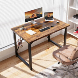 100 x 50 x 75 cm Study Writing Small Desks,Industrial Design Black Desk Metal Frame, Rustic Brown