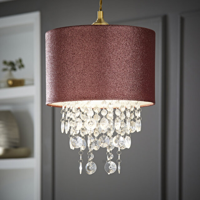 34cm H Cotton Blend Drum Lamp Shade ( Slip-On ) Pink