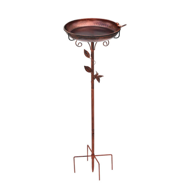 Metal Bird Bath for Garden, 106cm Vintage Birdbath Bowl with Leaf & Bird Design,Outdoor Bird Feeder Freestanding with Stable 5-Prong Base