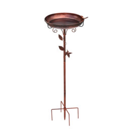Metal Bird Bath for Garden, 106cm Vintage Birdbath Bowl with Leaf & Bird Design,Outdoor Bird Feeder Freestanding with Stable 5-Prong Base