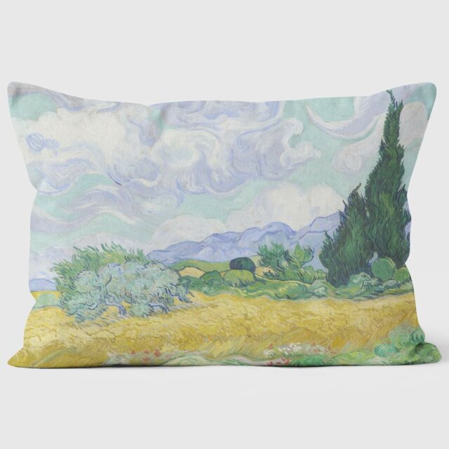 A Wheatfield, with Cypresses - Vincent Van Gogh - National Gallery Cushion