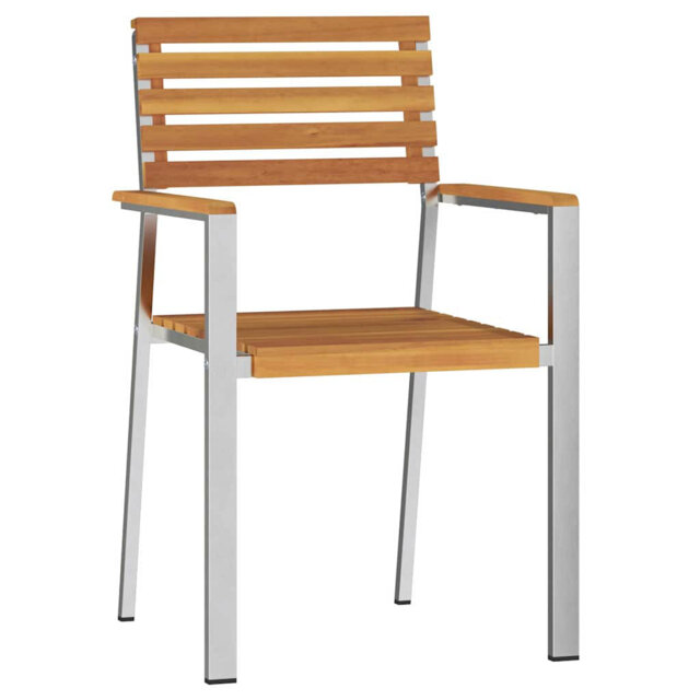 Garden Chair 8 Pcs Brown 56 X 54.5 X 87Cm Solid Acacia Wood
