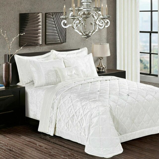 Santiago Crushed Velvet Bedspread Set Premium Soft Microfiber Reverse and Standard Pillow Shams