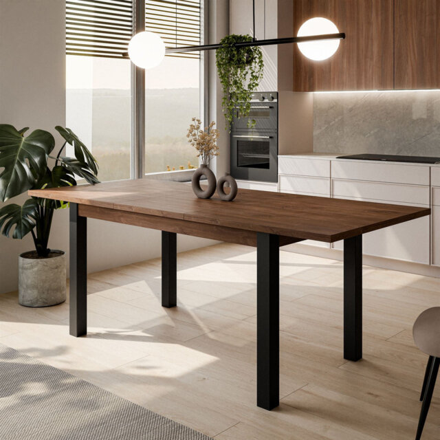 Extendable Metal Base Dining Table