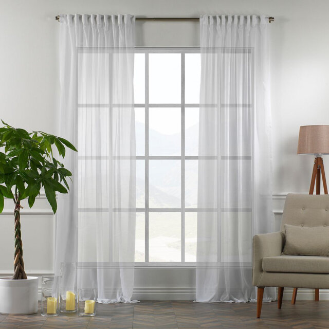 Extra Long & Extra Wide Chiffon Faux Silk Crep Single Panel Curtain