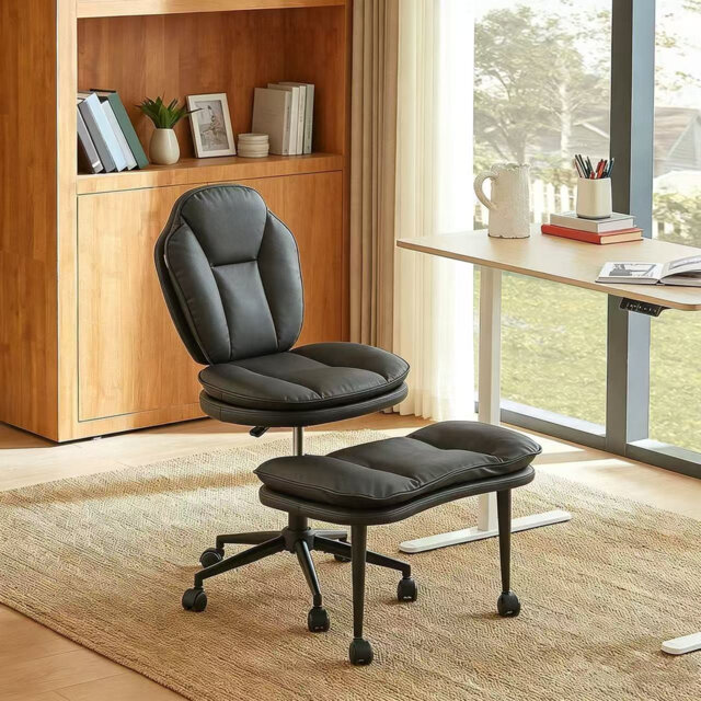 Cloud-style Cross-leg Swivel Chair With Adjustable Height Yoga Kneeling Chair With Lumbar Support For Office